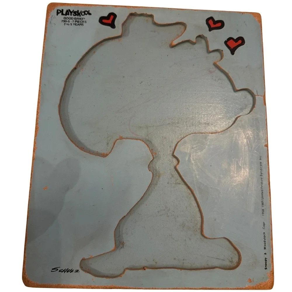 Playskool Snoopy‎ Woodstock Good Grief 7 Piece Wooden Puzzle 1958 1965